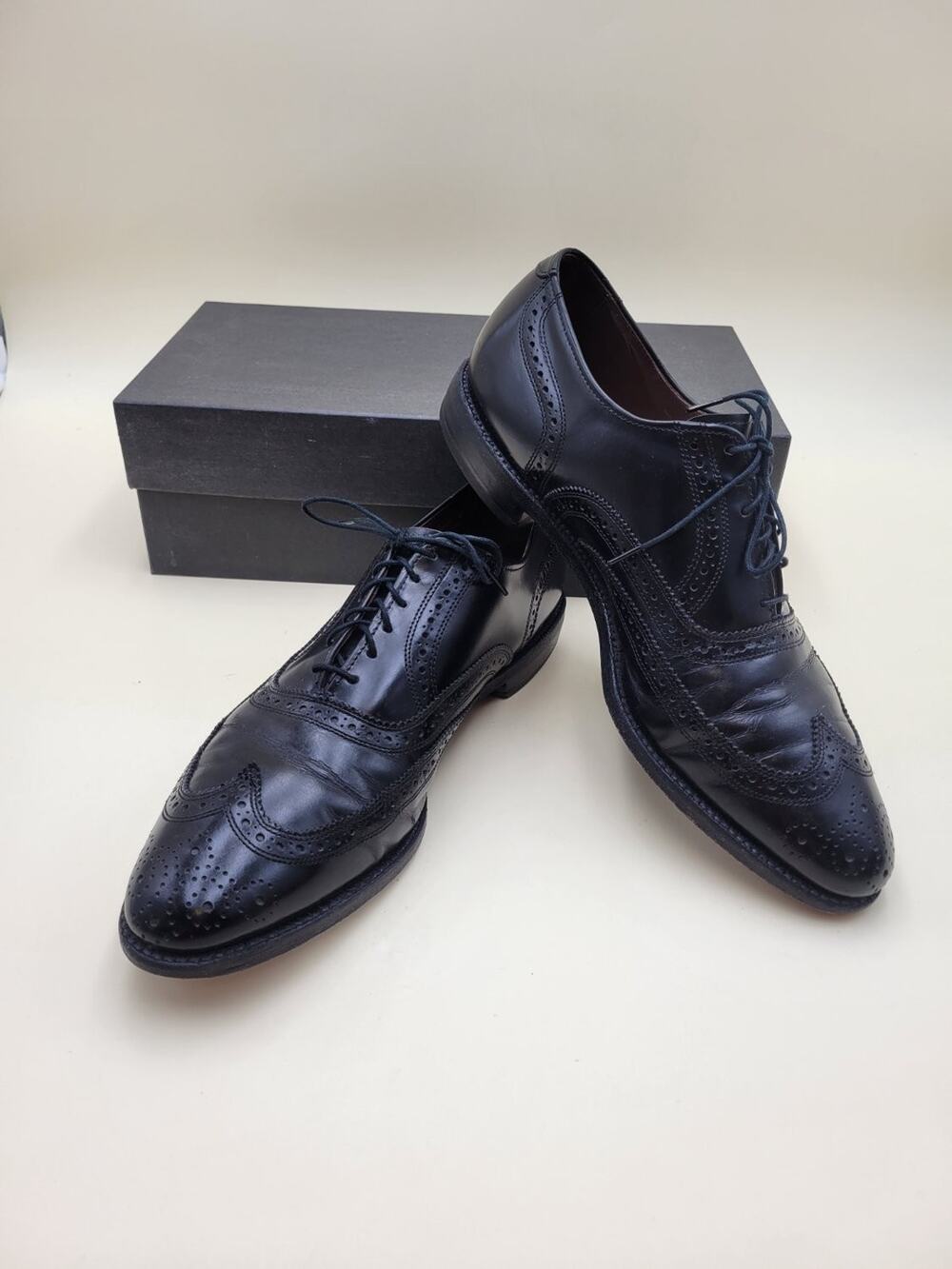 Allen Edmonds Lloyd Men's Wingtip Oxford Dress Shoes Black Leather 10.5 B 58080